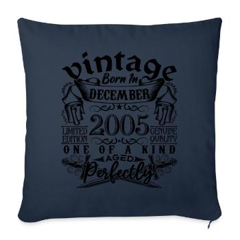 Anniversaire 2005 Décembre 2005 né en December - Housse de coussin décorative 45 x 45 cm - bleu marine - Devant