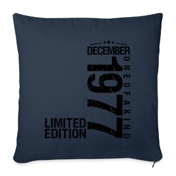 Anniversaire Décembre 1977 Décembre né en December - Housse de coussin décorative 45 x 45 cm - bleu marine - Devant