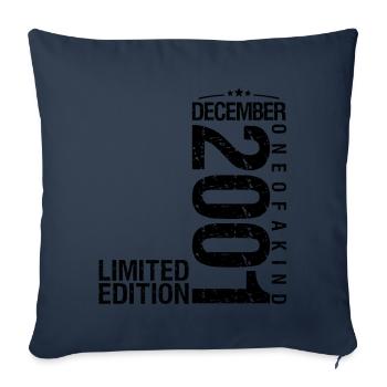 Anniversaire Décembre 2001 Décembre né en December - Housse de coussin décorative 45 x 45 cm - bleu marine - Devant