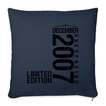 Anniversaire Décembre 2007 Décembre né en December - Housse de coussin décorative 45 x 45 cm - bleu marine - Devant
