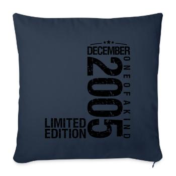 Anniversaire Décembre 2005 Décembre né en December - Housse de coussin décorative 45 x 45 cm - bleu marine - Devant