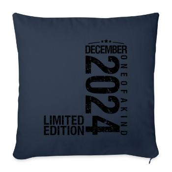 Décembre 2024 Décembre anniversaire December 2024 - Housse de coussin décorative 45 x 45 cm - bleu marine - Devant