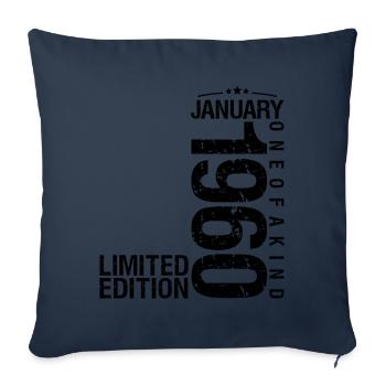Birthday January 1960 January born in January - Sofa pillowcase 17,3'' x 17,3'' (45 x 45 cm) - navy - Front