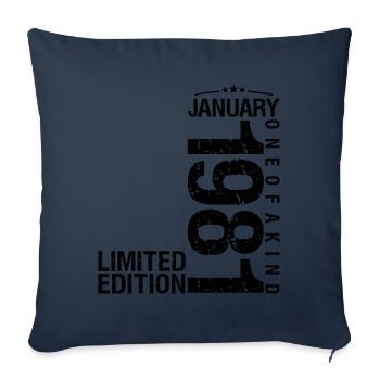 Anniversaire Janvier 1981 Janvier né en January - Housse de coussin décorative 45 x 45 cm - bleu marine - Devant