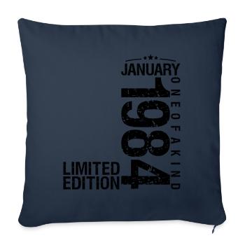Anniversaire Janvier 1984 Janvier né en January - Housse de coussin décorative 45 x 45 cm - bleu marine - Devant