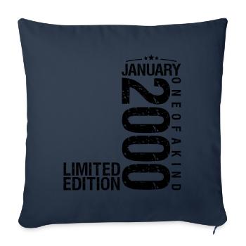 Birthday January 2000 January born in January - Sofa pillowcase 17,3'' x 17,3'' (45 x 45 cm) - navy - Front