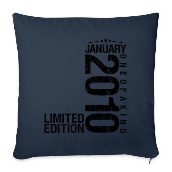 Anniversaire Janvier 2010 Janvier né en January - Housse de coussin décorative 45 x 45 cm - bleu marine - Devant