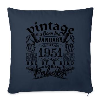 Anniversaire 1951 Janvier 1951 né en Janvier - Housse de coussin décorative 45 x 45 cm - bleu marine - Devant