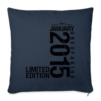 Anniversaire Janvier 2015 Janvier né en January - Housse de coussin décorative 45 x 45 cm - bleu marine - Devant