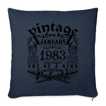 Birthday 1983 January 1983 born in January - Sofa pillowcase 17,3'' x 17,3'' (45 x 45 cm) - navy - Front