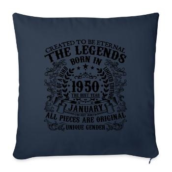 Birthday 1950 January 1950 born in January 1950 - Sofa pillowcase 17,3'' x 17,3'' (45 x 45 cm) - navy - Front