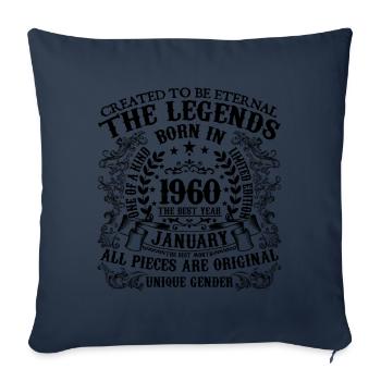 Birthday 1960 January 1960 born in January 1960 - Sofa pillowcase 17,3'' x 17,3'' (45 x 45 cm) - navy - Front