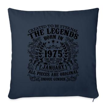 Anniversaire 1975 Janvier 1975 né en Janvier 1975 - Housse de coussin décorative 45 x 45 cm - bleu marine - Devant