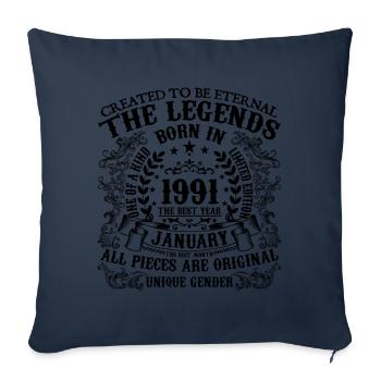 Birthday 1991 January 1991 born in January 1991 - Sofa pillowcase 17,3'' x 17,3'' (45 x 45 cm) - navy - Front