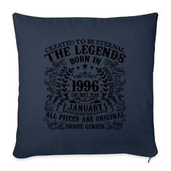Birthday 1996 January 1996 born in January 1996 - Sofa pillowcase 17,3'' x 17,3'' (45 x 45 cm) - navy - Front