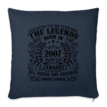 Birthday 2007 January 2007 born in January 2007 - Sofa pillowcase 17,3'' x 17,3'' (45 x 45 cm) - navy - Front