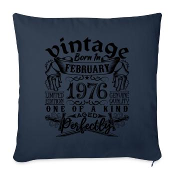 Anniversaire 1976 Février 1976 né en Février - Housse de coussin décorative 45 x 45 cm - bleu marine - Devant