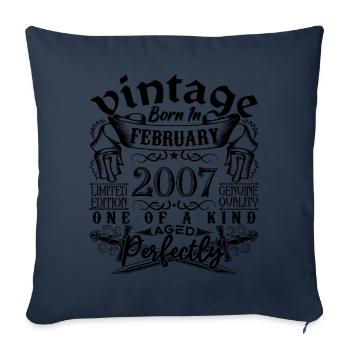 Birthday 2007 February 2007 born in February - Sofa pillowcase 17,3'' x 17,3'' (45 x 45 cm) - navy - Front
