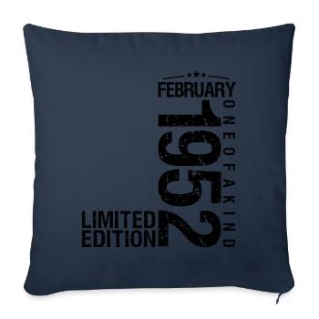 Anniversaire Février 1952 Février né en Février - Housse de coussin décorative 45 x 45 cm - bleu marine - Devant
