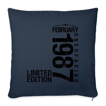 Anniversaire Février 1987 Février né en January - Housse de coussin décorative 45 x 45 cm - bleu marine - Devant