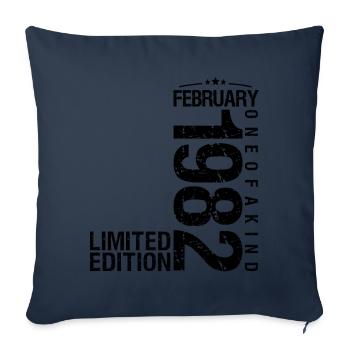 Birthday February 1982 February born in January - Sofa pillowcase 17,3'' x 17,3'' (45 x 45 cm) - navy - Front