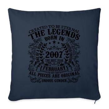 Birthday 2007 February 2007 born in February 2007 - Sofa pillowcase 17,3'' x 17,3'' (45 x 45 cm) - navy - Front