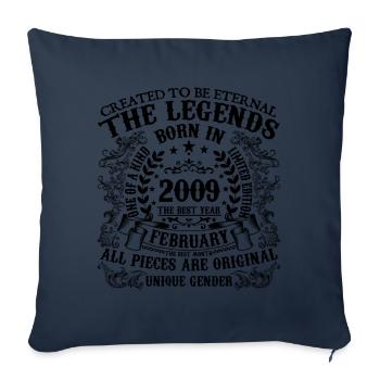 Birthday 2009 February 2009 born in February 2009 - Sofa pillowcase 17,3'' x 17,3'' (45 x 45 cm) - navy - Front