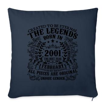 Birthday 2001 February 2001 born in February 2001 - Sofa pillowcase 17,3'' x 17,3'' (45 x 45 cm) - navy - Front