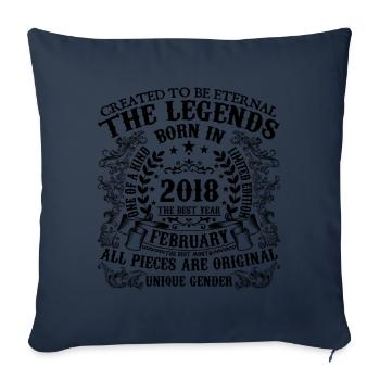 Birthday 2018 February 2018 born in February 2018 - Sofa pillowcase 17,3'' x 17,3'' (45 x 45 cm) - navy - Front