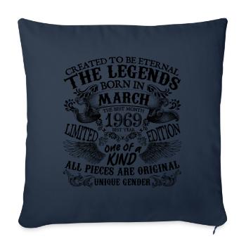 Birthday 1969 March 1969 born in March 1969 - Sofa pillowcase 17,3'' x 17,3'' (45 x 45 cm) - navy - Front