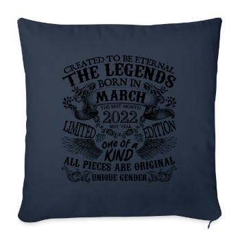 Anniversaire 2022 Mars 2022 né en Mars 2022 - Housse de coussin décorative 45 x 45 cm - bleu marine - Devant