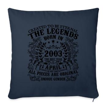 Anniversaire 2003 Avril 2003 né en Avril 2003 - Housse de coussin décorative 45 x 45 cm - bleu marine - Devant