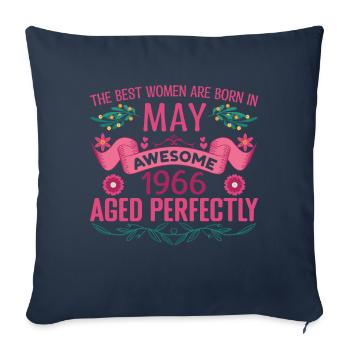 May 1966 Birthday Woman May 1966 Retro - Sofa pillowcase 17,3'' x 17,3'' (45 x 45 cm) - navy - Front
