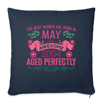 Mai 2004 anniversaire femme Mai 2004 anniversaire - Housse de coussin décorative 45 x 45 cm - bleu marine - Devant