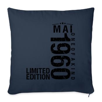 Anniversaire Mai 1960 Mai né en Mai - Housse de coussin décorative 45 x 45 cm - bleu marine - Devant