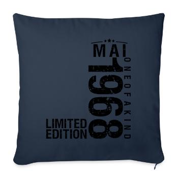 Anniversaire Mai 1968 Mai né en Mai - Housse de coussin décorative 45 x 45 cm - bleu marine - Devant