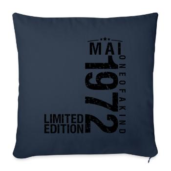 Anniversaire Mai 1972 Mai né en Mai - Housse de coussin décorative 45 x 45 cm - bleu marine - Devant