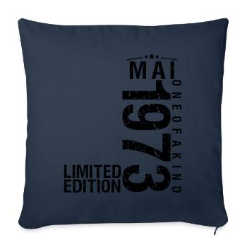 Anniversaire Mai 1973 Mai né en Mai - Housse de coussin décorative 45 x 45 cm - bleu marine - Devant