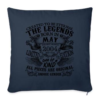 Anniversaire 2004 Mai 2004 né en Mai 2004 - Housse de coussin décorative 45 x 45 cm - bleu marine - Devant