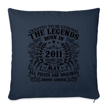 Anniversaire 2011 Mai 2011 né en Mai 2011 - Housse de coussin décorative 45 x 45 cm - bleu marine - Devant
