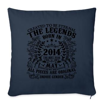 Anniversaire 2014 Mai 2014 né en Mai 2014 - Housse de coussin décorative 45 x 45 cm - bleu marine - Devant