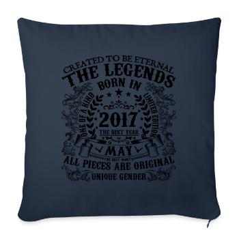 Anniversaire 2017 Mai 2017 né en Mai 2017 - Housse de coussin décorative 45 x 45 cm - bleu marine - Devant