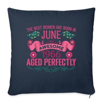 Juin 1966 anniversaire femme Juin 1966 anniversair - Housse de coussin décorative 45 x 45 cm - bleu marine - Devant