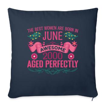 June 2000 Birthday Woman June 2000 - Sofa pillowcase 17,3'' x 17,3'' (45 x 45 cm) - navy - Front