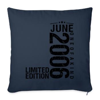 Anniversaire Juin 2006 Juin né en Juin 2006 - Housse de coussin décorative 45 x 45 cm - bleu marine - Devant