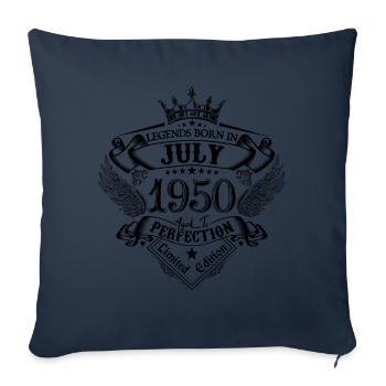 1950 Juillet 1950 anniversaire Juillet 1950 - Housse de coussin décorative 45 x 45 cm - bleu marine - Devant