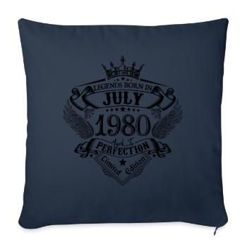 1980 Juillet 1980 anniversaire Juillet 1980 - Housse de coussin décorative 45 x 45 cm - bleu marine - Devant
