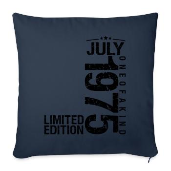 Anniversaire 1975 Juillet 1975 Juillet 1975 - Housse de coussin décorative 45 x 45 cm - bleu marine - Devant