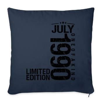 Anniversaire 1990 Juillet 1990 Juillet 1990 - Housse de coussin décorative 45 x 45 cm - bleu marine - Devant