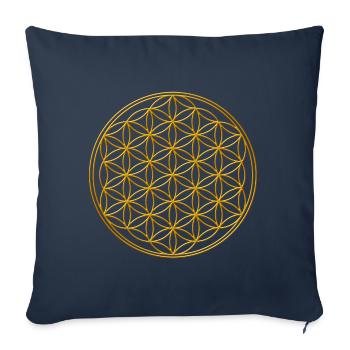 Flower of life gold - Sofa pillowcase 17,3'' x 17,3'' (45 x 45 cm) - navy - Front